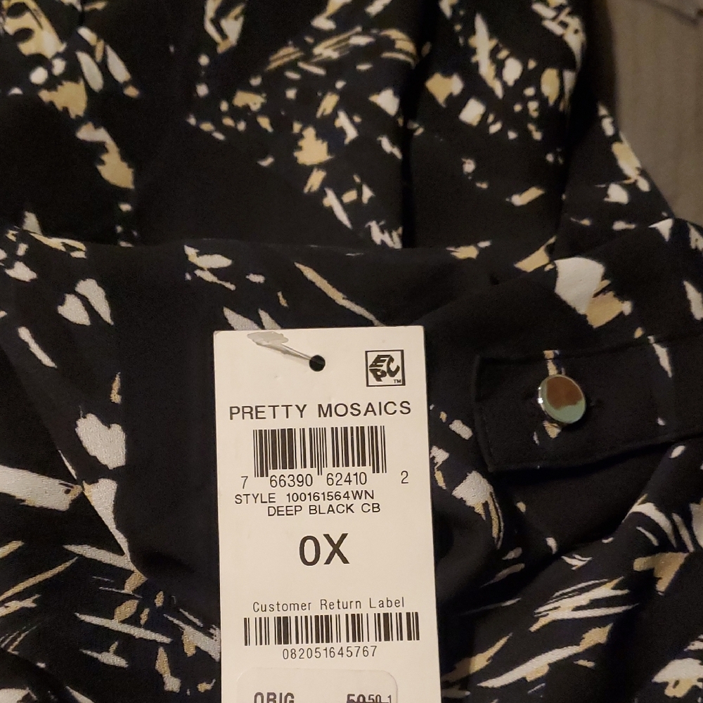 JM Collection Black and Cream Patterned Blouse - Picture 4 of 4